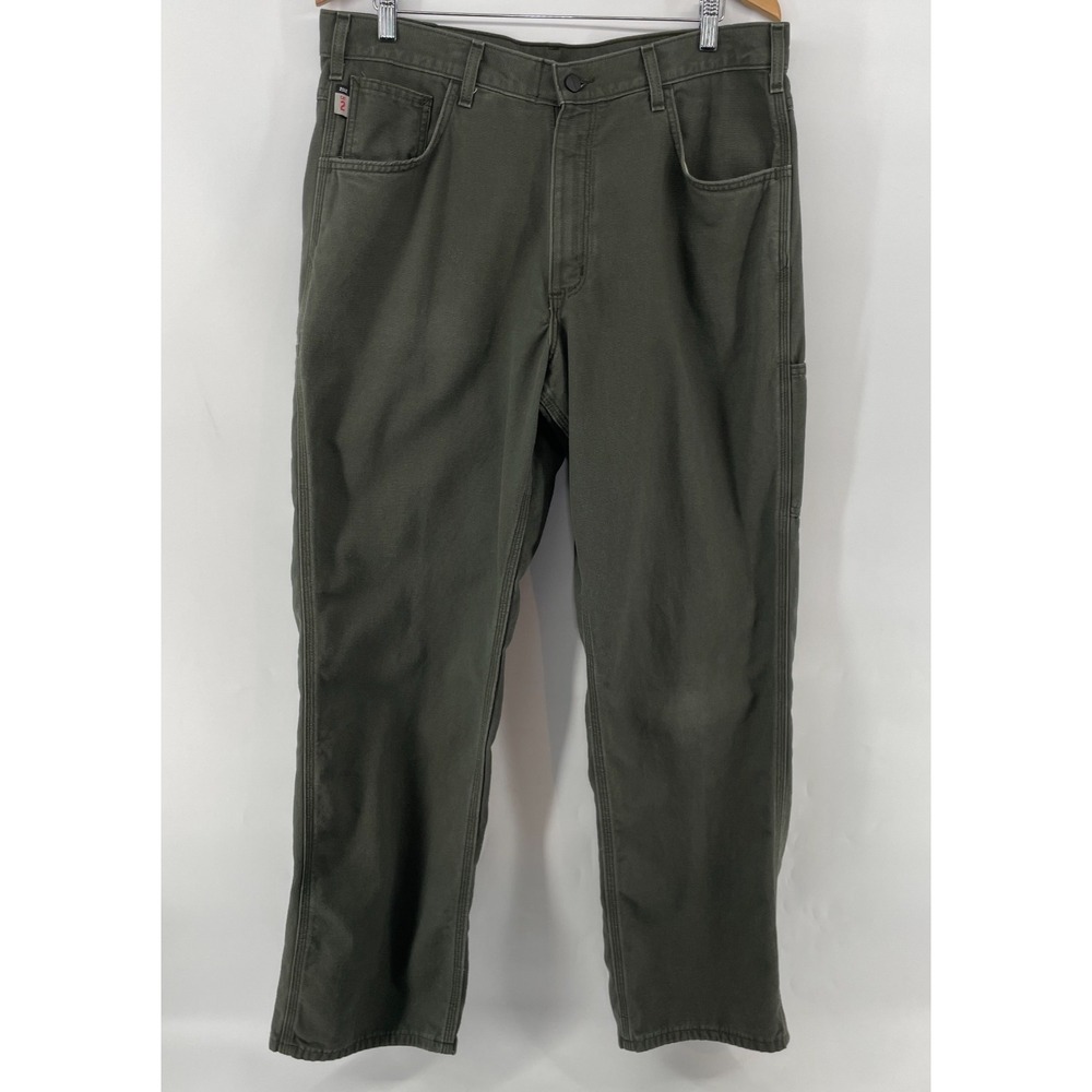 Carhartt Pants 2112 CAT 2 FR Green Mens 36x32 Utility Carpenter Workwear Grunge
